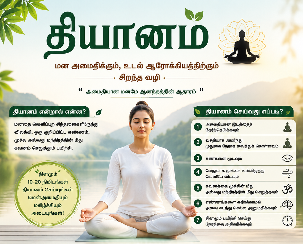 தியானம் – மன அமைதிக்கும், உடல் ஆரோக்கியத்திற்கும் சிறந்த வழி